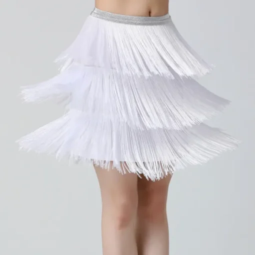 Belly Dance Latin Dance Skirts Fringed Tassel Pure Color Splicing Women's Training Performance High Spandex