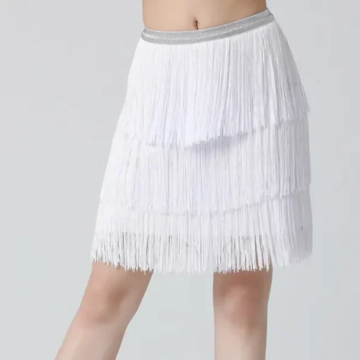 Belly Dance Latin Dance Skirts Fringed Tassel Pure Color Splicing Women's Training Performance High Spandex