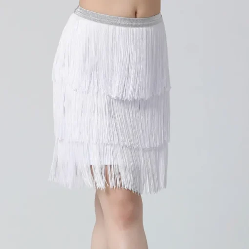 Belly Dance Latin Dance Skirts Fringed Tassel Pure Color Splicing Women's Training Performance High Spandex