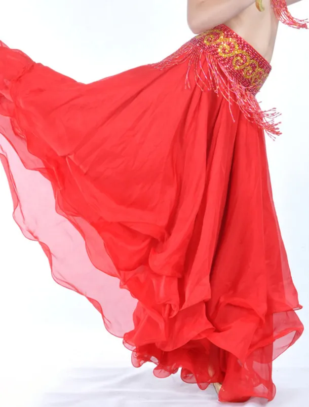 Belly Dance Skirt Draping Tier Women's Training Natural Chiffon