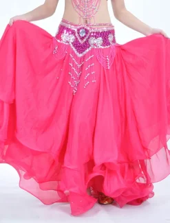 Belly Dance Skirt Draping Tier Women's Training Natural Chiffon