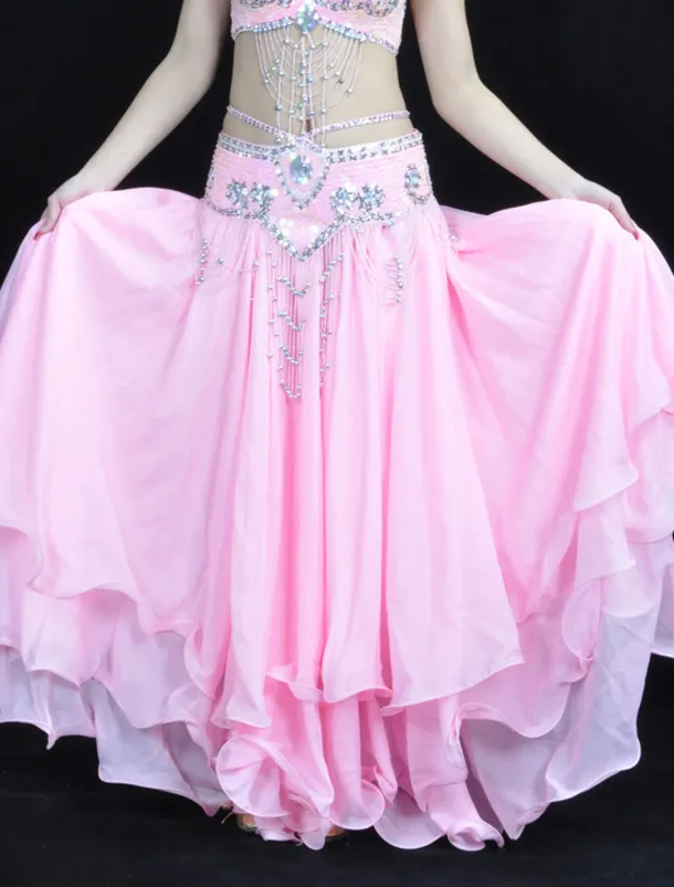 Belly Dance Skirt Draping Tier Women's Training Natural Chiffon