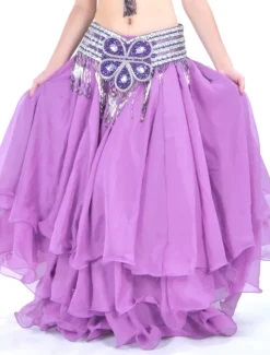 Belly Dance Skirt Draping Tier Women's Training Natural Chiffon