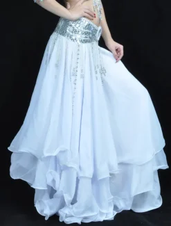 Belly Dance Skirt Draping Tier Women's Training Natural Chiffon