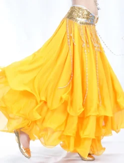 Belly Dance Skirt Draping Tier Women's Training Natural Chiffon