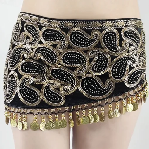 Belly Dance Skirts Gold Coin Beading Splicing Women's Performance Training High Polyester