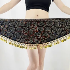 Belly Dance Skirts Gold Coin Beading Splicing Women's Performance Training High Polyester
