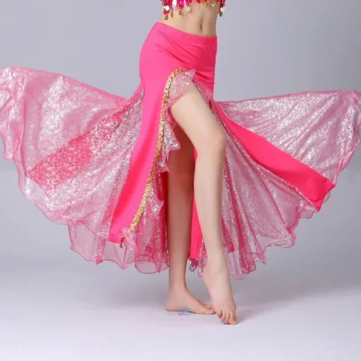 Belly Dance Skirts Pure Color Splicing Tulle Women's Performance Training High Cotton Blend