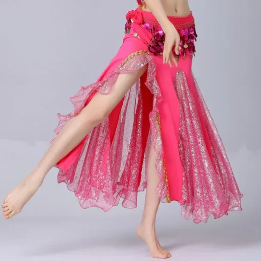 Belly Dance Skirts Pure Color Splicing Tulle Women's Performance Training High Cotton Blend