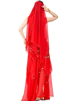 Belly Dance Top Coin Beading Sequin Women's Performance 7.87inch(20cm) Chiffon