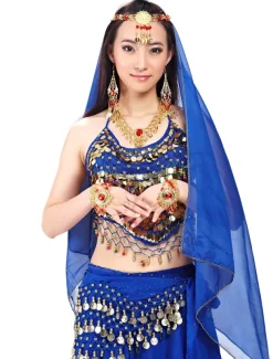 Belly Dance Top Coin Beading Sequin Women's Performance 7.87inch(20cm) Chiffon