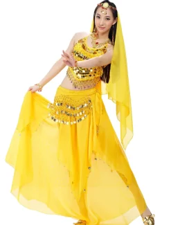 Belly Dance Top Coin Beading Sequin Women's Performance 7.87inch(20cm) Chiffon
