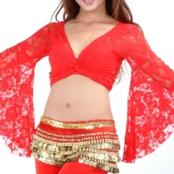 Belly Dance Top Lace Women's Performance Training Long Sleeve Lace