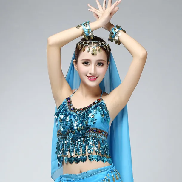 Belly Dance Top Tassel Crystals / Rhinestones Paillette Women's Performance Training Sleeveless Chiffon Sequined Milk Fiber