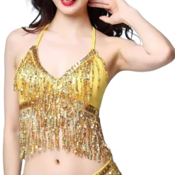 Belly Dance Top Tassel Paillette Sequins Women's Performance Polyester