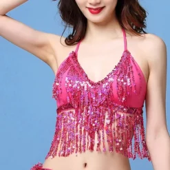 Belly Dance Top Tassel Paillette Sequins Women's Performance Polyester