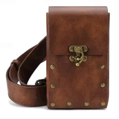 Belt Pouch Waist Bag Fanny Pack Medieval Vintage Leather Pouch Cellphone Holder Holster Carry Belt Purse Pocket Casual Hiking Festival Renaissance Faire Costume Travel Wallet Messenger