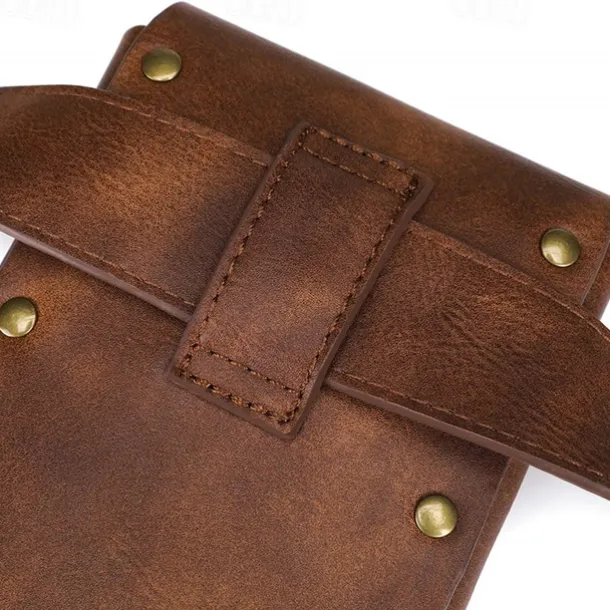 Belt Pouch Waist Bag Fanny Pack Medieval Vintage Leather Pouch Cellphone Holder Holster Carry Belt Purse Pocket Casual Hiking Festival Renaissance Faire Costume Travel Wallet Messenger
