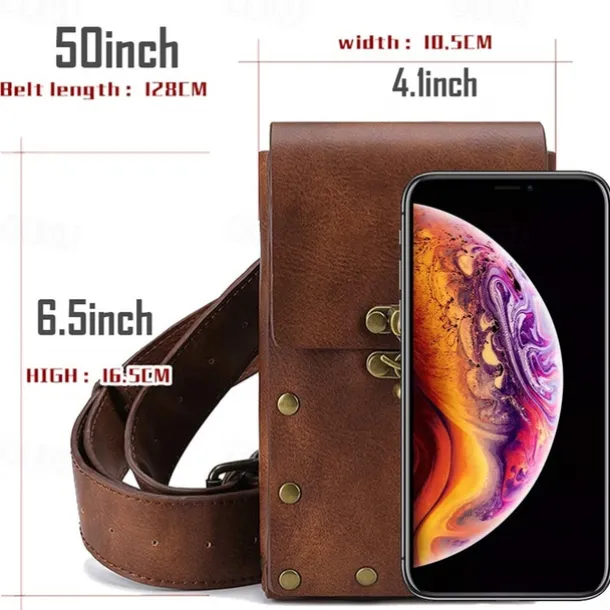 Belt Pouch Waist Bag Fanny Pack Medieval Vintage Leather Pouch Cellphone Holder Holster Carry Belt Purse Pocket Casual Hiking Festival Renaissance Faire Costume Travel Wallet Messenger