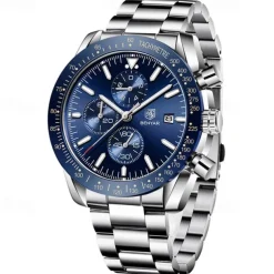 BENYAR Mens Quartz Watches Chronograph Analog Quartz Movement Stylish Sports Designer Wrist Watch 30M Waterproof Elegant Gift Watch for Men
