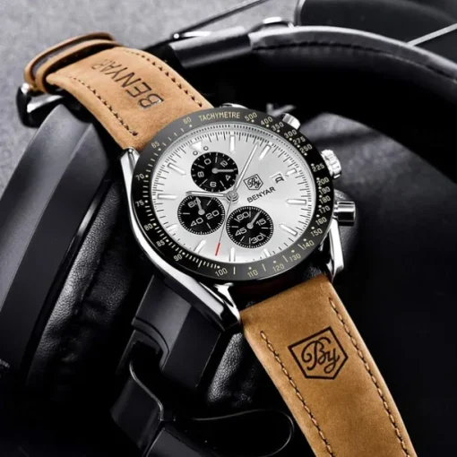 BENYAR Mens Quartz Watches Chronograph Analog Quartz Movement Stylish Sports Designer Wrist Watch 30M Waterproof Elegant Gift Watch for Men