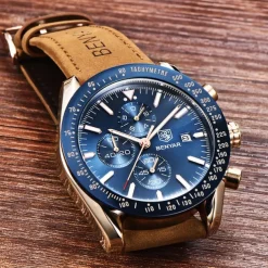 BENYAR Mens Quartz Watches Chronograph Analog Quartz Movement Stylish Sports Designer Wrist Watch 30M Waterproof Elegant Gift Watch for Men