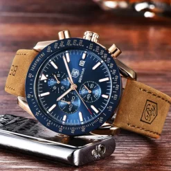 BENYAR Mens Quartz Watches Chronograph Analog Quartz Movement Stylish Sports Designer Wrist Watch 30M Waterproof Elegant Gift Watch for Men