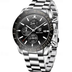 BENYAR Mens Quartz Watches Chronograph Analog Quartz Movement Stylish Sports Designer Wrist Watch 30M Waterproof Elegant Gift Watch for Men