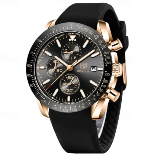 BENYAR Mens Quartz Watches Chronograph Analog Quartz Movement Stylish Sports Designer Wrist Watch 30M Waterproof Elegant Gift Watch for Men