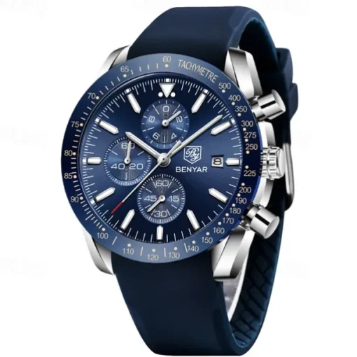 BENYAR Mens Quartz Watches Chronograph Analog Quartz Movement Stylish Sports Designer Wrist Watch 30M Waterproof Elegant Gift Watch for Men