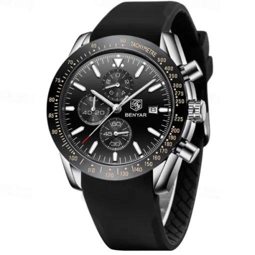 BENYAR Mens Quartz Watches Chronograph Analog Quartz Movement Stylish Sports Designer Wrist Watch 30M Waterproof Elegant Gift Watch for Men