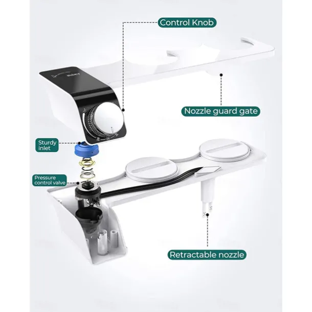 Bidet Attachment for Toilet - Self Cleaning Dual Nozzle, Non-Electric Bidet, Warm Fresh Water Bidet Sprayer With Pressure Controls