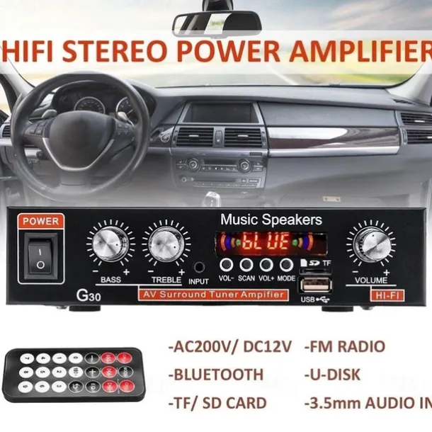 Big promo 800W Car Home 220V/110V 12V Bluetooth 4.0 High Performance 2 Channels TF/U Disk/Remote Control/Power Amplifier FM Radio Auto Power Amplifier