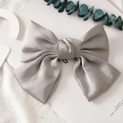 Big Satin Layered Hair Bows for Women Girls 7 Inch Pink Blue Barrette Hair Clip Large Ribbon Bows Style Hair Accessories