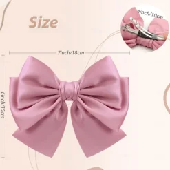 Big Satin Layered Hair Bows for Women Girls 7 Inch Pink Blue Barrette Hair Clip Large Ribbon Bows Style Hair Accessories