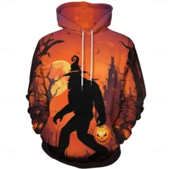 Bigfoot Hoodie Pullover Halloween 3D Front Pocket Graphic For Couple's Men's Women's Adults' Halloween Carnival Masquerade 3D Print Party Casual Daily