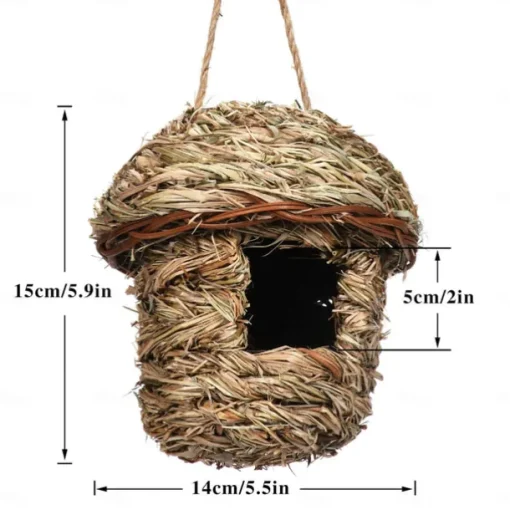 Bird House for Outside Hanging,Grass Handwoven Bird Nest,Hummingbird House,Natural Bird Hut Outdoor,Birdhouse for Kids,Songbirds House
