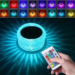 Bird's Nest Crystal Table Lamp Night Light Ambient Light 16 Color RGB Dimmable Touch Remote Control Light 1200mAh Rechargeable Decor Desk Lamp Acrylic Modern Style Romantic Bedside Lamp