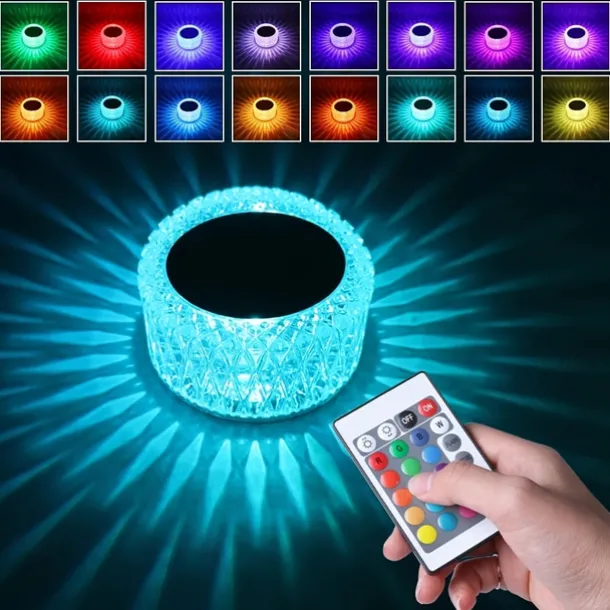Bird's Nest Crystal Table Lamp Night Light Ambient Light 16 Color RGB Dimmable Touch Remote Control Light 1200mAh Rechargeable Decor Desk Lamp Acrylic Modern Style Romantic Bedside Lamp