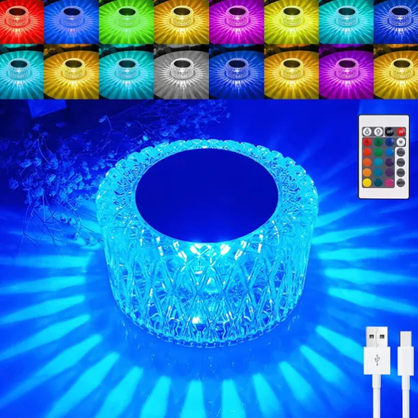 Bird's Nest Crystal Table Lamp Night Light Ambient Light 16 Color RGB Dimmable Touch Remote Control Light 1200mAh Rechargeable Decor Desk Lamp Acrylic Modern Style Romantic Bedside Lamp