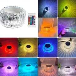 Bird's Nest Crystal Table Lamp Night Light Ambient Light 16 Color RGB Dimmable Touch Remote Control Light 1200mAh Rechargeable Decor Desk Lamp Acrylic Modern Style Romantic Bedside Lamp