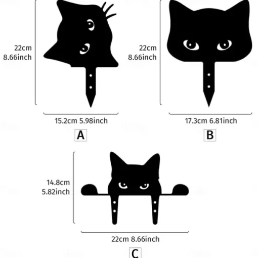 Black Acrylic Peeping Cat Garden Wooden Stake Decoration Cat Head Silhouette Waterproof Outdoor Card Insertion Suitable for Halloween Courtyard Decoration Fence Decoration Available All Seasons 1PC