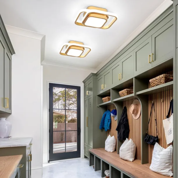 Black and Gold LED Corridor Light Fixtures Modern LED Ceiling Fixtures Close to Ceiling Lights Suitable for Corridors Bedrooms Bathrooms Kitchens Balconies Ceiling Lights