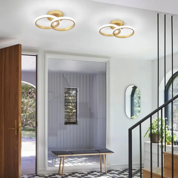 Black and Gold LED Corridor Light Fixtures Modern LED Ceiling Fixtures Close to Ceiling Lights Suitable for Corridors Bedrooms Bathrooms Kitchens Balconies Ceiling Lights