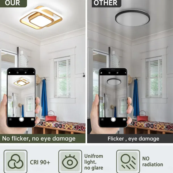 Black and Gold LED Corridor Light Fixtures Modern LED Ceiling Fixtures Close to Ceiling Lights Suitable for Corridors Bedrooms Bathrooms Kitchens Balconies Ceiling Lights