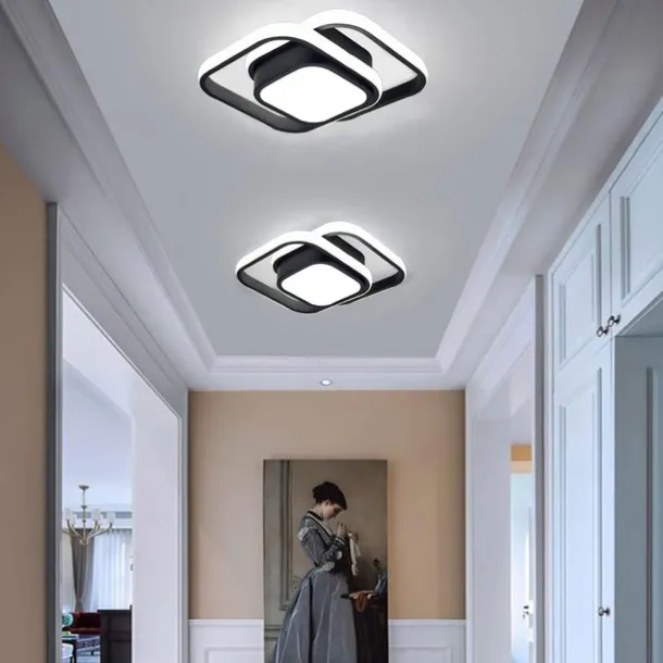 Black and Gold LED Corridor Light Fixtures Modern LED Ceiling Fixtures Close to Ceiling Lights Suitable for Corridors Bedrooms Bathrooms Kitchens Balconies Ceiling Lights