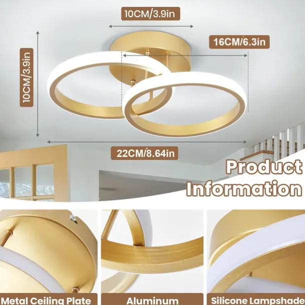 Black and Gold LED Corridor Light Fixtures Modern LED Ceiling Fixtures Close to Ceiling Lights Suitable for Corridors Bedrooms Bathrooms Kitchens Balconies Ceiling Lights