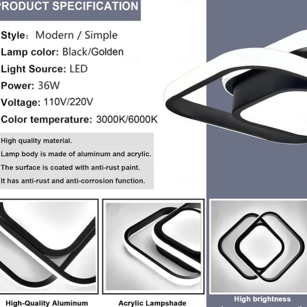 Black and Gold LED Corridor Light Fixtures Modern LED Ceiling Fixtures Close to Ceiling Lights Suitable for Corridors Bedrooms Bathrooms Kitchens Balconies Ceiling Lights
