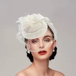 Black Funeral Hat Feather Net Pillbox Fascinators Hats Headwear with Feather Floral 1PC Special Occasion Horse Race Ladies Day Headpiece dress to impress Race Day Dress