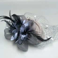 Black Funeral Hat Feather Net Pillbox Fascinators Hats Headwear with Feather Floral 1PC Special Occasion Horse Race Ladies Day Headpiece dress to impress Race Day Dress